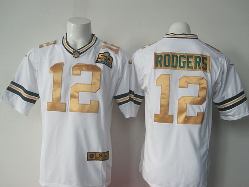 Nike Packers #12 Aaron Rodgers White Super Bowl 50 Collection Men's Stitched NFL Elite Collection Jersey