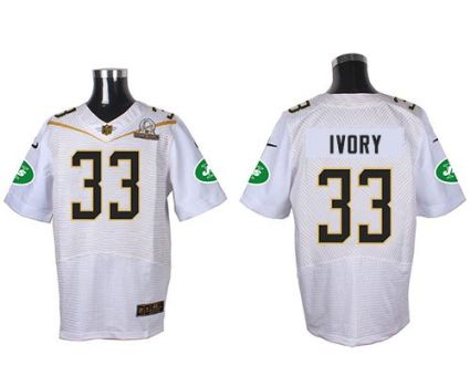 Nike New York Jets #33 Chris Ivory White 2016 Pro Bowl Men's Stitched NFL Elite Jersey