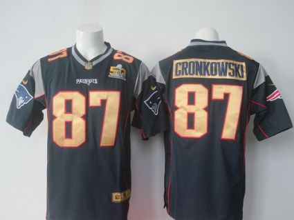 Nike New England Patriots #87 Rob Gronkowski Navy Blue Team Color Super Bowl 50 Collection Men's Stitched NFL Game Jersey