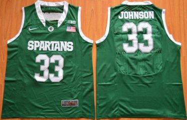 Michigan State Spartans #33 Magic Johnson Green Authentic Basketball Stitched NCAA Jersey
