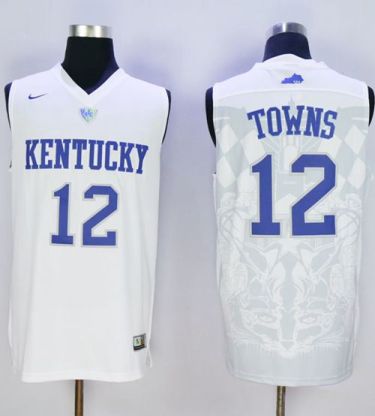 Kentucky Wildcats #12 Karl-Anthony Towns White Basketball Stitched NCAA Jersey