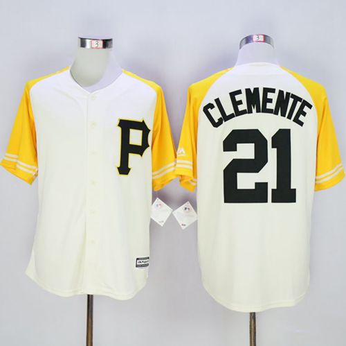 Pittsburgh Pirates #21 Roberto Clemente CreamGold Exclusive New Cool Base Stitched MLB Jersey