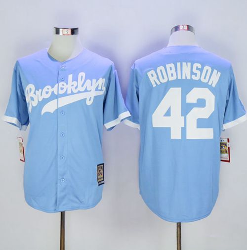 Mitchell And Ness Los Angeles Dodgers #42 Jackie Robinson Light Blue Throwback Stitched MLB Jersey