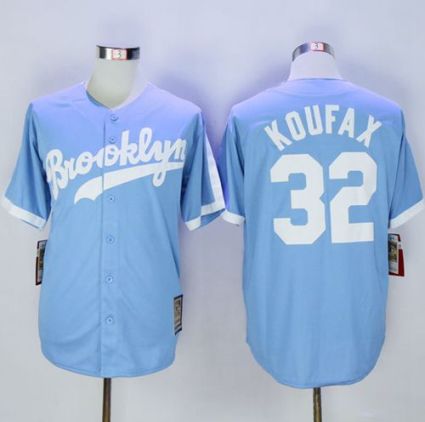 Mitchell And Ness Los Angeles Dodgers #32 Sandy Koufax Light Blue Throwback Stitched MLB Jersey