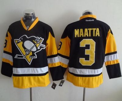 Pittsburgh Penguins #3 Olli Maatta Black Alternate Stitched NHL Jersey