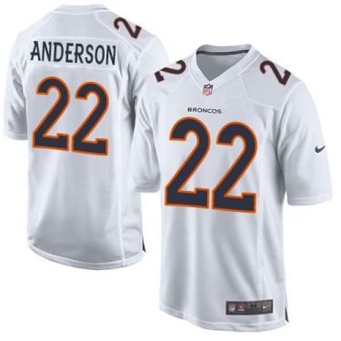 Nike Denver Broncos #22 C.J. Anderson White Men's Stitched NFL Game Event Jersey