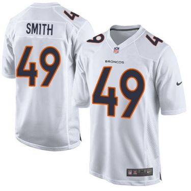 Nike Denver Broncos #49 Dennis Smith White Men's Stitched NFL Game Event Jersey