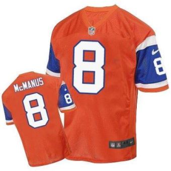Nike Denver Broncos #8 Brandon McManus Orange Throwback Men's Stitched NFL Elite Jersey