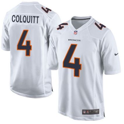 Nike Denver Broncos #4 Britton Colquitt White Men's Stitched NFL Game Event Jersey
