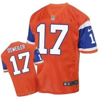 Nike Denver Broncos #17 Brock Osweiler Orange Throwback Men's Stitched NFL Elite Jersey