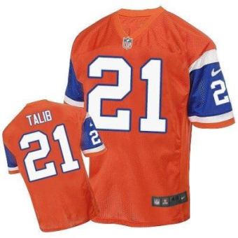 Nike Denver Broncos #21 Aqib Talib Orange Throwback Men's Stitched NFL Elite Jersey