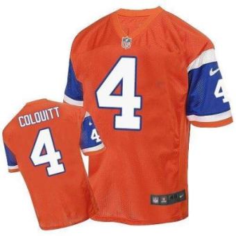 Nike Denver Broncos #4 Britton Colquitt Orange Throwback Men's Stitched NFL Elite Jersey