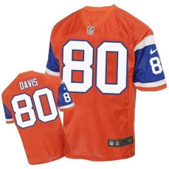 Nike Denver Broncos #80 Vernon Davis Orange Throwback Men's Stitched NFL Elite Jersey