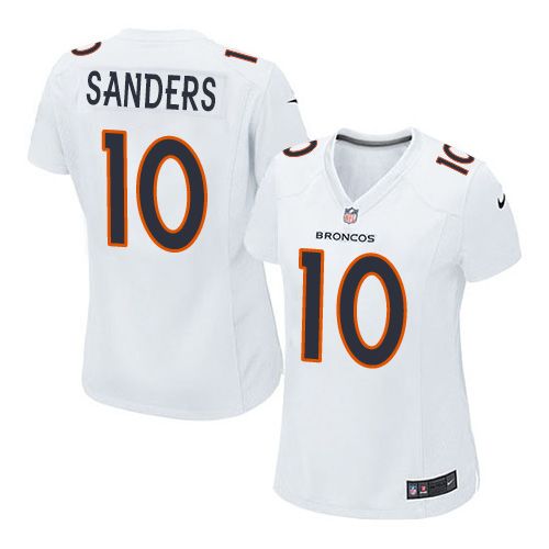Women Nike Broncos #10 Emmanuel Sanders White Stitched NFL Game Event Jersey