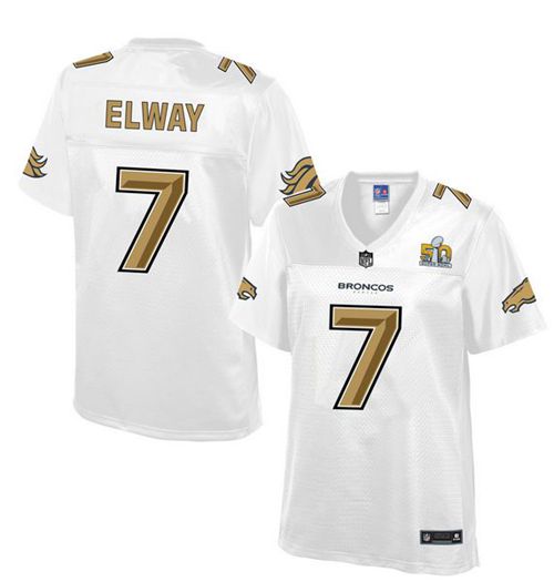 Women Nike Broncos #7 John Elway White NFL Pro Line Super Bowl 50 Fashion Game Jersey