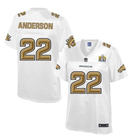 Women Nike Broncos #22 C.J. Anderson White NFL Pro Line Super Bowl 50 Fashion Game Jersey