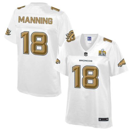 Women Nike Denver Broncos #18 Peyton Manning White NFL Pro Line Super Bowl 50 Fashion Game Jersey