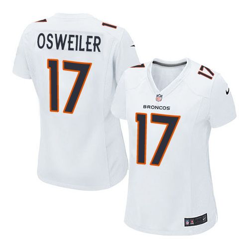 Women Nike Broncos #17 Brock Osweiler White Stitched NFL Game Event Jersey