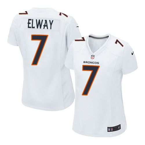 Women Nike Broncos #7 John Elway White Stitched NFL Game Event Jersey