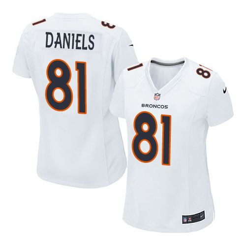 Women Nike Broncos #81 Owen Daniels White Stitched NFL Game Event Jersey