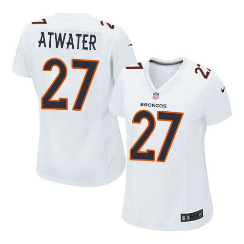 Women Nike Broncos #27 Steve Atwater White Stitched NFL Game Event Jersey