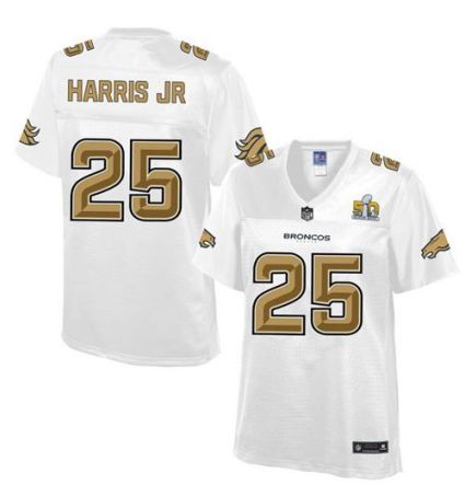 Women Nike Broncos #25 Chris Harris Jr White NFL Pro Line Super Bowl 50 Fashion Game Jersey