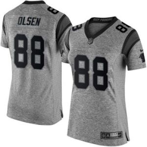 Women Nike Panthers #88 Greg Olsen Gray Stitched NFL Limited Gridiron Gray Jersey