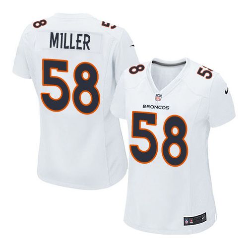 Women Nike Broncos #58 Von Miller White Stitched NFL Game Event Jersey