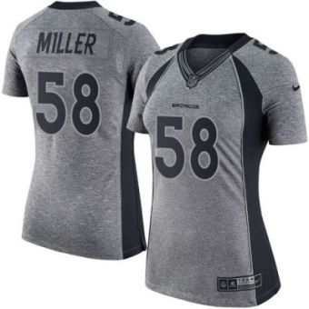 Women Nike Broncos #58 Von Miller Gray Stitched NFL Limited Gridiron Gray Jersey