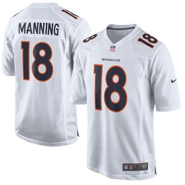 Youth Nike Broncos #18 Peyton Manning White Stitched NFL Game Event Jersey