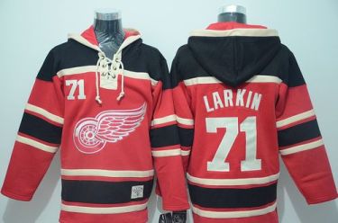 Detroit Red Wings #71 Dylan Larkin Red Sawyer Hooded Sweatshirt Stitched NHL Jersey