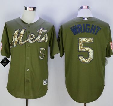 New York Mets #5 David Wright Green Camo New Cool Base Stitched MLB Jersey