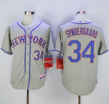 New York Mets #34 Noah Syndergaard Grey Road Cool Base Stitched MLB Jersey New York Mets #34 Noah Syndergaard Grey Road Cool Base Stitched MLB Jersey