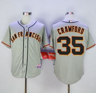 San Francisco Giants #35 Brandon Crawford Grey Cool Base Road Stitched MLB Jersey
