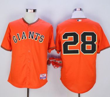 San Francisco Giants #28 Buster Posey Orange Old Style Giants Stitched MLB Jersey