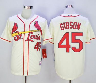 St. Louis Cardinals #45 Bob Gibson Cream Cool Base Stitched MLB Jersey