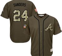 Atlanta Braves #24 Deion Sanders Green Salute to Service Stitched Baseball Jersey