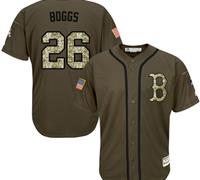 Boston Red Sox #26 Wade Boggs Green Salute to Service Stitched Grey Jersey