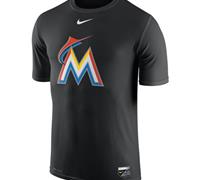 Miami Marlins Nike Authentic Collection Legend Logo 1.5 Performance Black T-Shirt