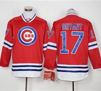 Chicago Cubs #17 Kris Bryant Red Long Sleeve Stitched Baseball Jersey Chicago Cubs #17 Kris Bryant Red Long Sleeve Stitched Baseball Jersey