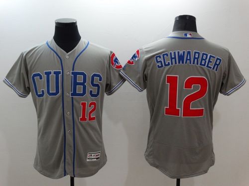 Chicago Cubs #12 Kyle Schwarber Grey Flexbase Authentic Collection Alternate Road Baseball Jersey