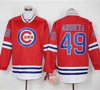 Chicago Cubs #49 Jake Arrieta Red Long Sleeve Stitched Baseball Jersey Chicago Cubs #49 Jake Arrieta Red Long Sleeve Stitched Baseball Jersey