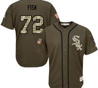 Chicago White Sox #72 Carlton Fisk Green Salute to Service Stitched Baseball Jersey