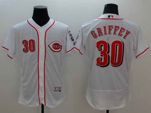 Cincinnati Reds #30 Ken Griffey White Flexbase Authentic Collection Baseball Jersey Cincinnati Reds #30 Ken Griffey White Flexbase Authentic Collection Baseball Jersey