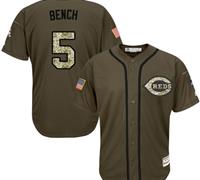 Cincinnati Reds #5 Johnny Bench Green Salute to Service Stitched Baseball Jersey
