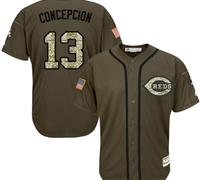 Cincinnati Reds #13 Concepcion Green Salute to Service Stitched Baseball Jersey
