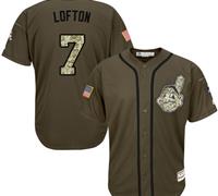 Cleveland Indians #7 Kenny Lofton Green Salute to Service Stitched Baseball Jersey