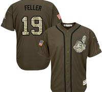 Cleveland Indians #19 Bob Feller Green Salute to Service Stitched Baseball Jersey