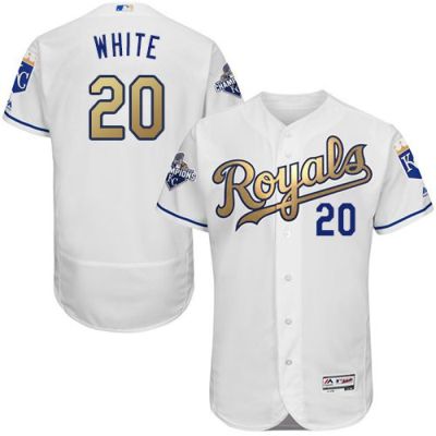 Kansas City Royals #20 Frank White White 2015 World Series Champions Gold Program FlexBase Authentic Baseball Jersey