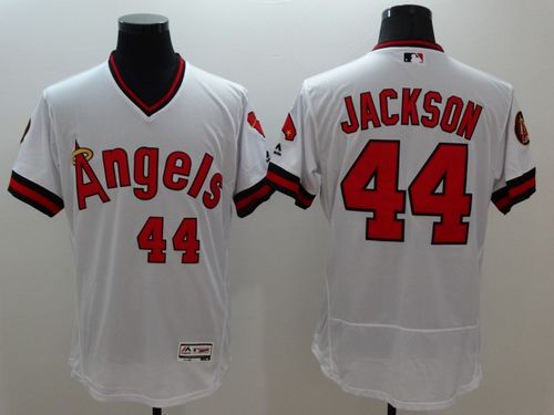 Los Angeles Angels Of Anaheim #44 Reggie Jackson White Flexbase Authentic Collection Cooperstown Baseball Jersey